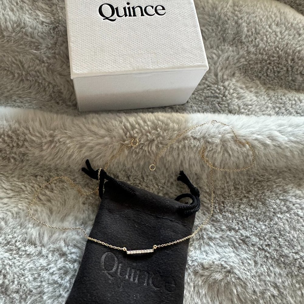 Quince 14K Gold Diamond Bar line Necklace, solid yellow gold